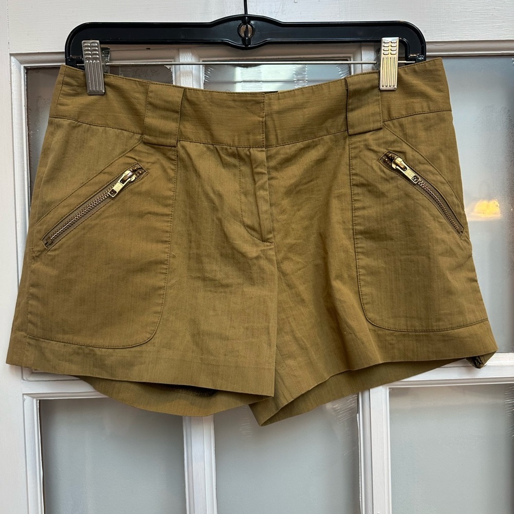 An Original Milly Of New York Tan Olive Zip-Pocket Chic Women's Shorts Size 0